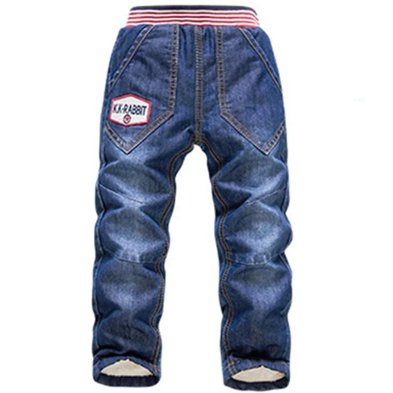 Зимние штаны для детей от 2 до 7 лет теплые шерстяные джинсовые штаны для мальчиков-подростков, повседневные водные Джинсы средней длины с эластичной резинкой на талии мягкие хлопковые штаны - Цвет: SL1578
