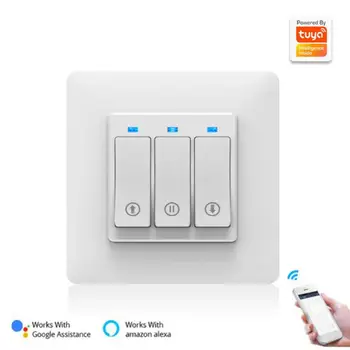 

Curtain EU Smart Switch Tuya APP Remote Control Mechanical button Smart Controller With Indicator Light with Google Home Alexa