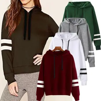 

Womens Striped Hodies Sweatshirt Ladies Hoodie Sport Jacket Coat Outerwear Tops