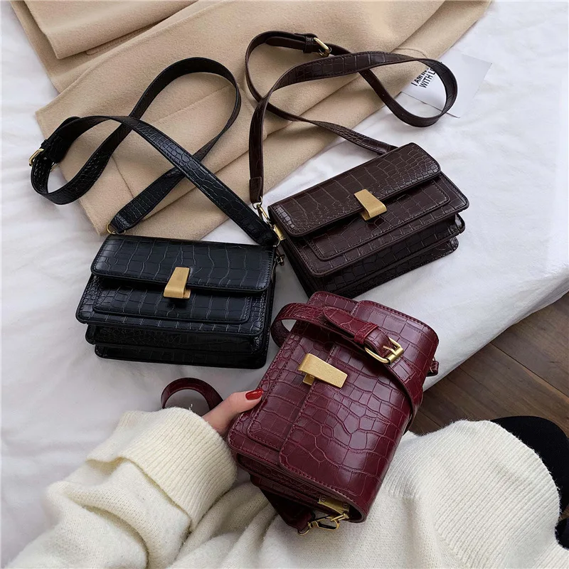 

SCV 2020 New Women's Bag Retro Korean Shoulder Bag Fashion PU Leather Messenger Bag High Quality Simple Small Square Bag