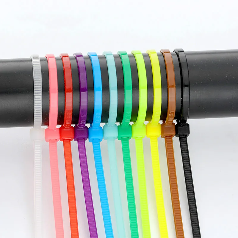 200 мм самоблокирующиеся Нейлоновые кабельные стяжки 8 дюймов 100 шт. 12 цветов пластиковые стяжки на молнии 18 фунтов черные проволочные стягивающиеся ремни UL сертифицированные