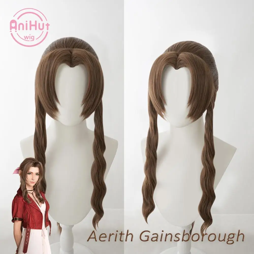 【Anihut】 Gainsborough Aerith парик Final Fantasy VII Remake Косплей коричневый синтетический