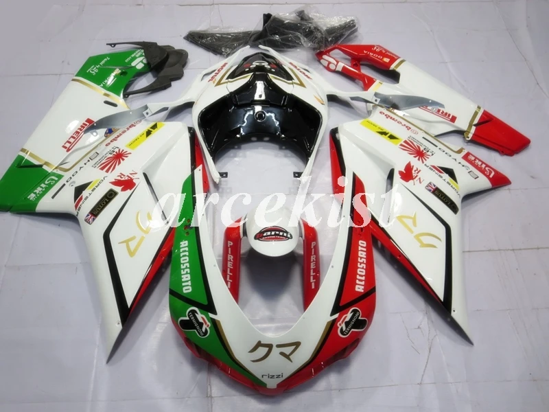 ABS полный обтекатель комплект подходит для DUCATI 848 evo 1098 1198 1098S 2007 2008 2009 2010 2011 2012 набор черный матовый