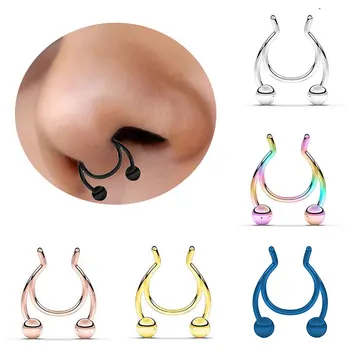 

1Pc U Shaped Fake Nose Ring Hoop Septum Rings Stainless Steel Nose Piercing Clip Fake Piercing Oreja Body Pircing Jewelry