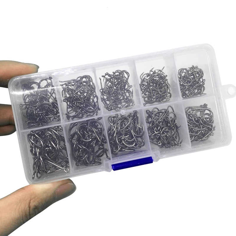 500Pcs/Set Mixed Size#3~12 High Carbon Steel Carp Fishing Hooks Pack With Hole With Retail Box Jigging Bait