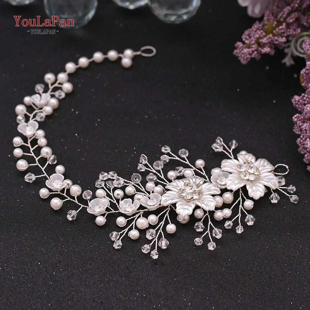 Bridal Hair Accessories YouLaPan HP295 Flower Headwear Wedding Headband for Bride Crystal Pearls Women Tiara Bridal Headpieces Hair Jewelry