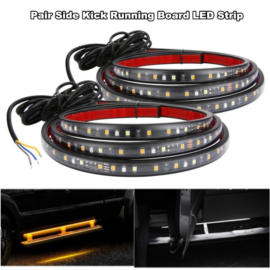 2x 60" Running Board Side Step Led Light Amber White Turn Signal Drl