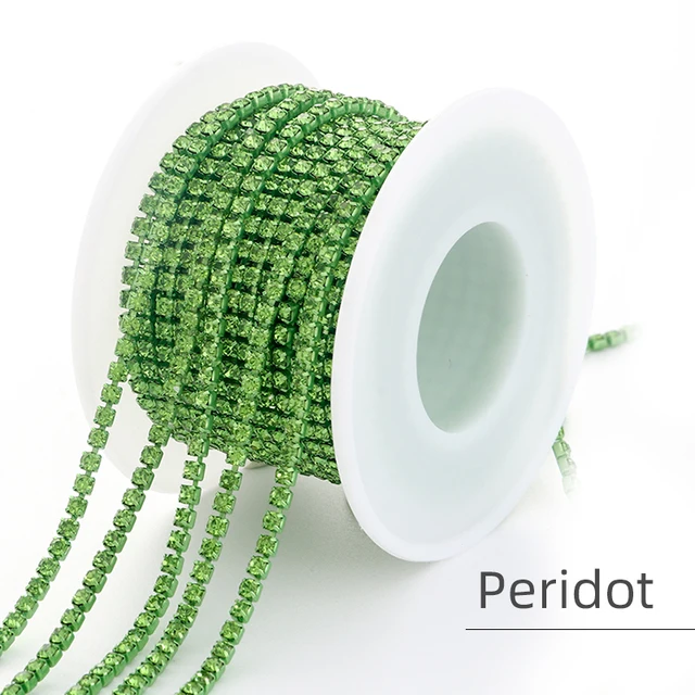 XiChuan 1 Yard 10 Colors Claw Rhinestone SS6 SS8 Crystal Tassel Diy Clothes Earring Accessories Beads Diamond Rhinestone Chain Peridot