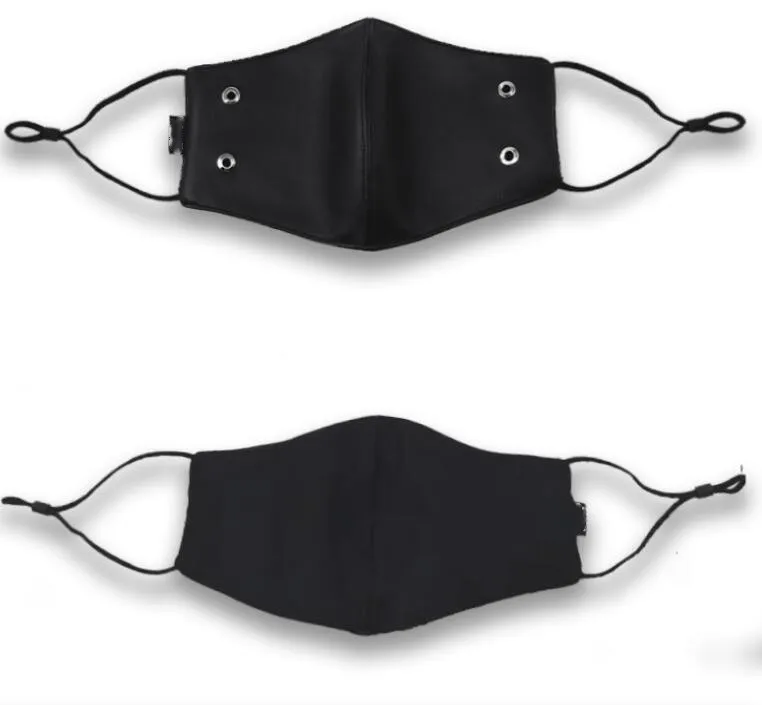 Men Women's windproof waterproof leather mask lady's breathable cotton lining PU leather mouth-muffle R3072