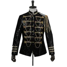 Модные дворец блесток военный пиджак шоу маг костюм исполнителя DJ мужской костюм Блейзер Быстрая