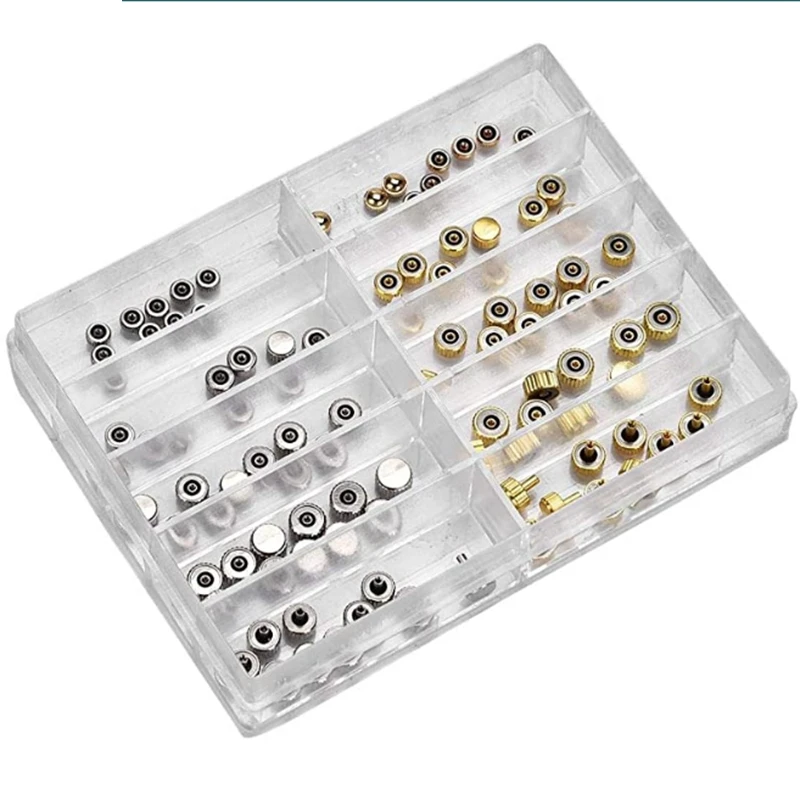 

Best 100Pcs/Box Watch Crown Spare Parts Assorted Watch Crown Parts Replacement Accessories Watch Repairing Tool Kit