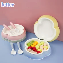 

Baby bowl + spoon + fork feeding tableware does not contain BPA children's eating tableware set anti-scalding training plate