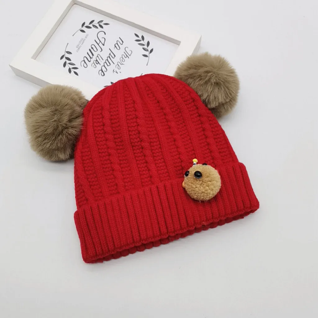 Шапка для новорожденных девочек и мальчиков; осенне-зимняя теплая Повседневная милая детская шапка с рисунком; вязаная шапочка; Enfant; 35