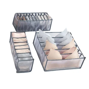 

1 Set/3pcs Compartments Clothes Storage Box Closet Drawer Dividers Organizer Storage Case for Socks Bra Underwear (Grey, Three-p