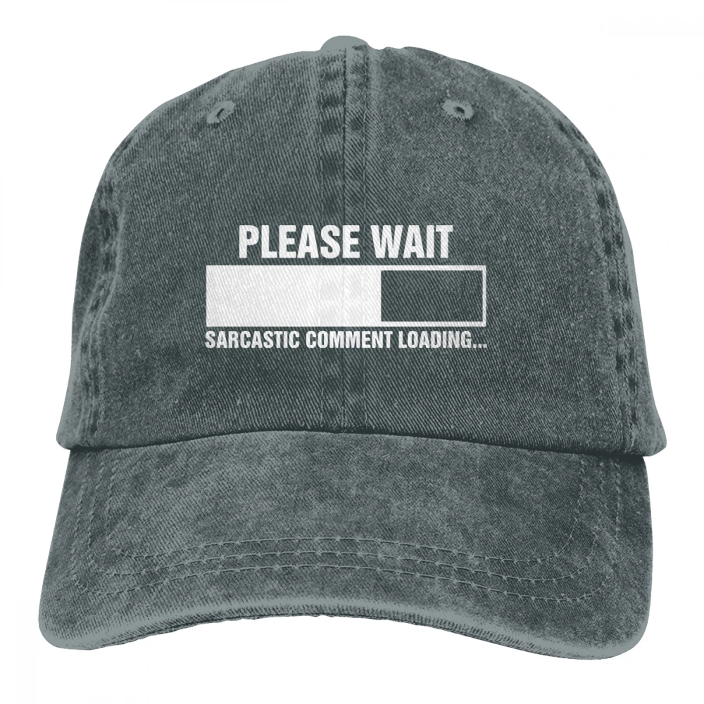 Саркастический комментарий загрузки, пожалуйста, подождите Casquette темно-синий унисекс Мужские Женские джинсовые бейсболка с ремешком кепки Регулируемый Гольф папа шляпа