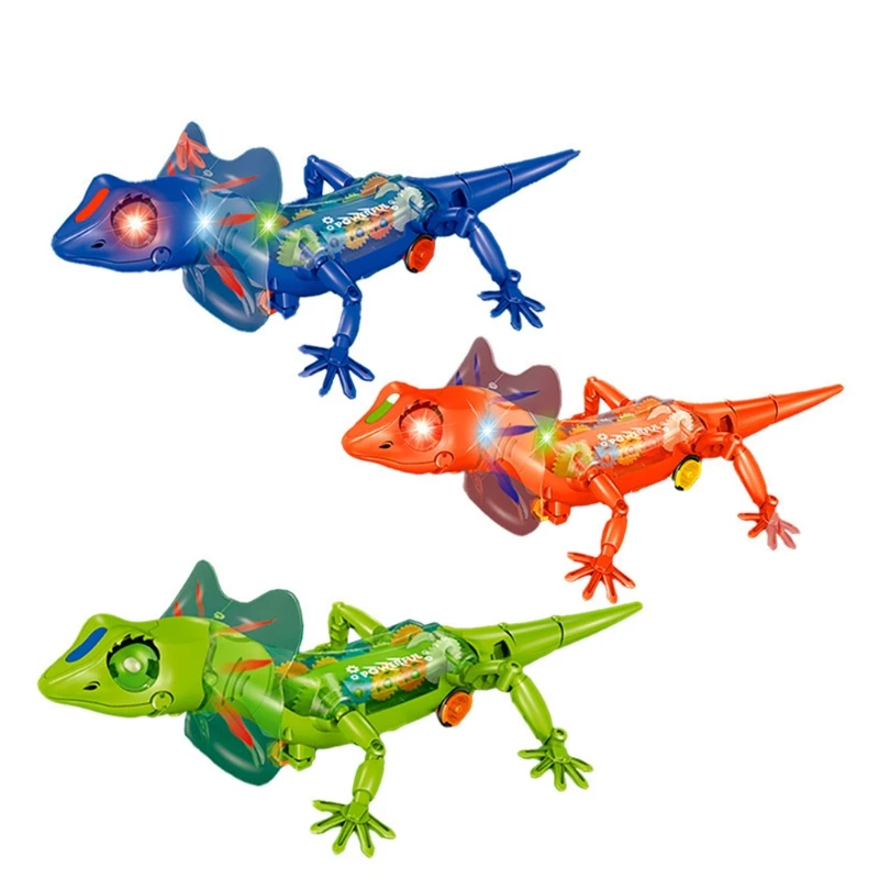 Walking Lizard Model Robotic Toys with Sounds Lights Crawling Removable Tail Funny Animal Electric Toys for Kid Children's Gift