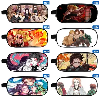 

Anime Demon Slayer: Kimetsu No Yaiba Pencil Bag Multi-functional Double Zipper Students Pencil Bag Wallet Storage Bag