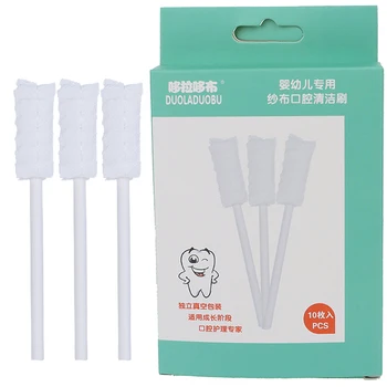 

10 Pcs/set Baby Oral Cleaner Cleaning Tongue Teeth Dental Disposable Nursing Tool Stick Gauze Toothbrush Brush Soft Wipes