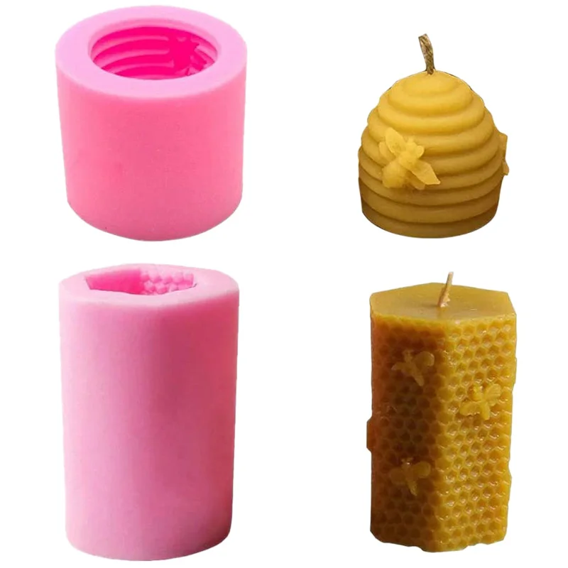 2 Pack Bee Honeycomb Candle Molds Beehive Silicone Mold for Homemade Beeswax Soap Making Supplies | Дом и сад