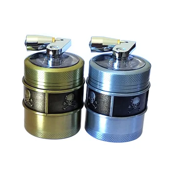 

New pepper spice grinder 40mm 4-layer hand-operated ghost Cigarette Mill 4-layer skull head metal grinder with handle