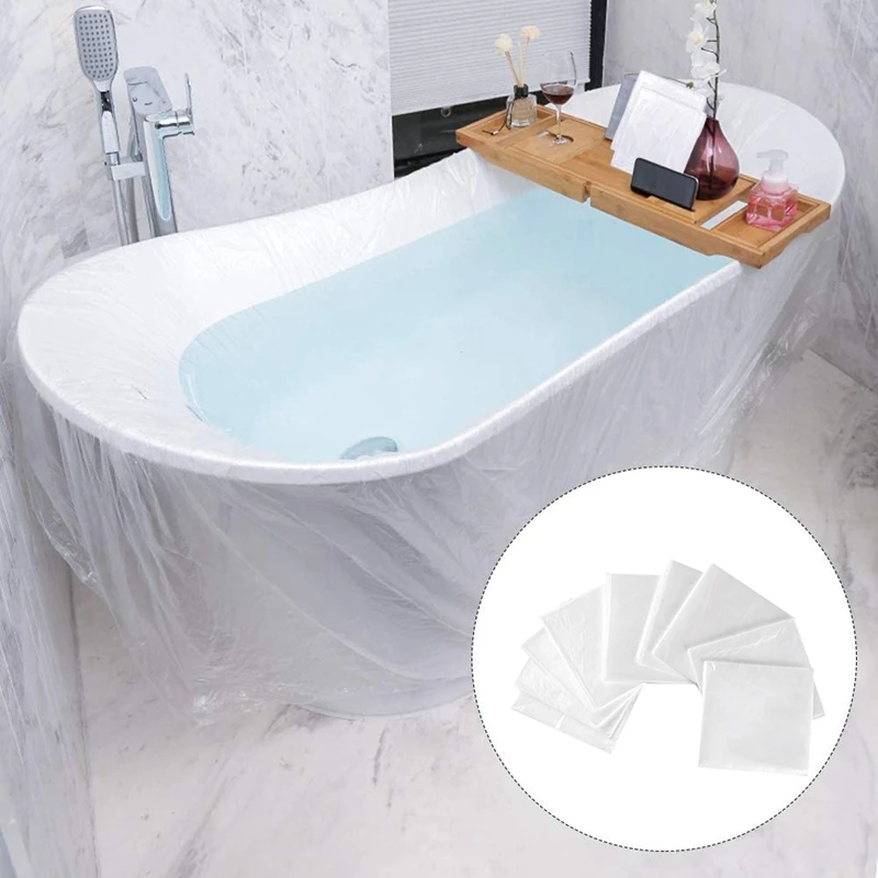 20Pcs Disposable Bathtub Cover Bag Portable Travel Hotel Salon Bath Tub Lining 