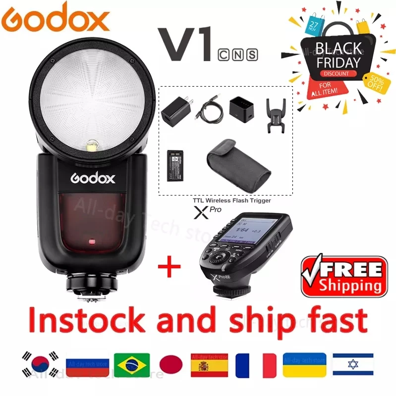 Вспышка Godox V1 V1S/V1N/V1C TTL Li-Ion для фотостудии | Электроника