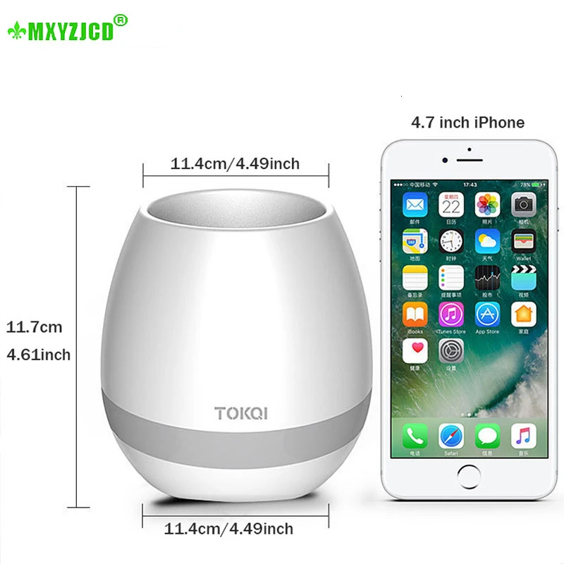 Bluetooth Audio Smart Flower Pot Touch Plant Music Potted LED Lights Plastic Vase Home Decoration Accessories Children's Toys