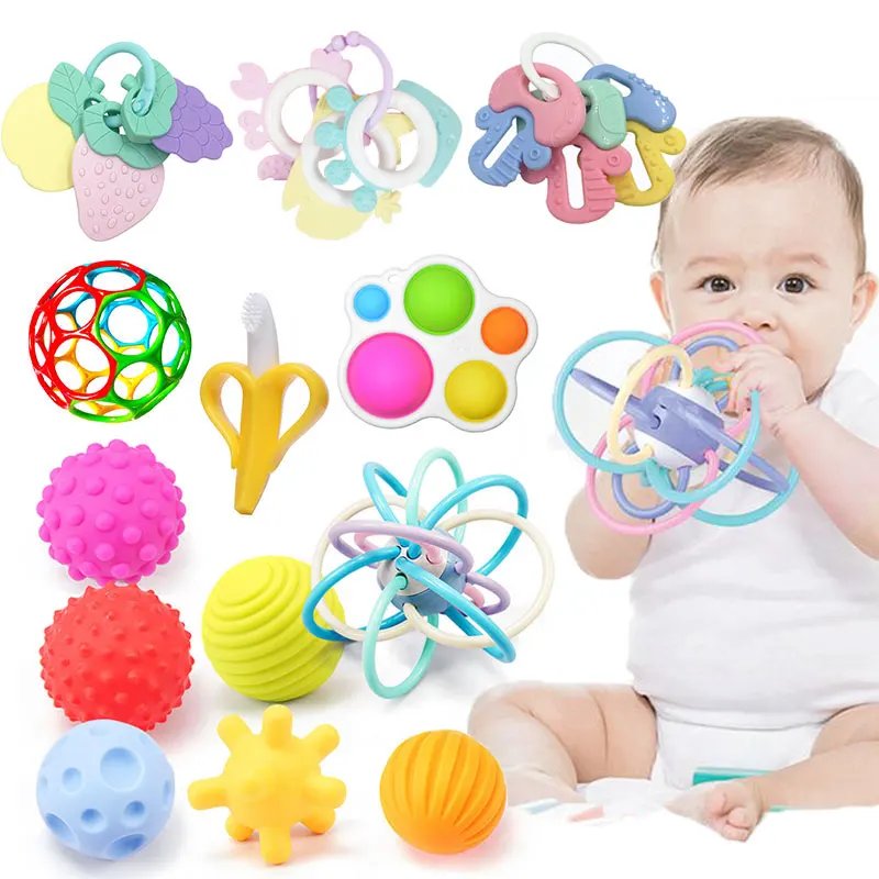 Rattle Teether Toys For Babies Educational Baby Games Rattle Toys Teether For Teeth Newborns Baby Rattles Toys 0 12 Months 1