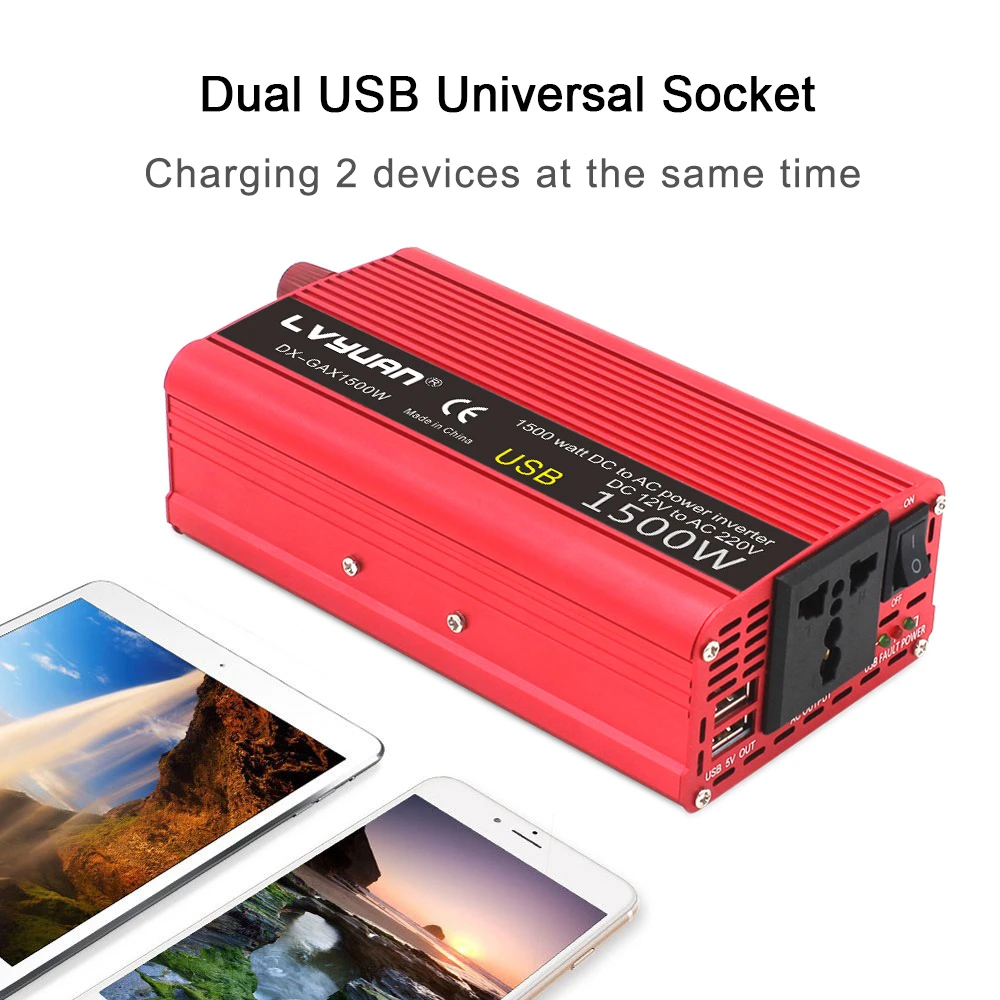 ポータブルカーインバーター 1500w 00w Dc 12v 2v アダプター ユニバーサル Euプラグ Aliexpress Automobiles Motorcycles