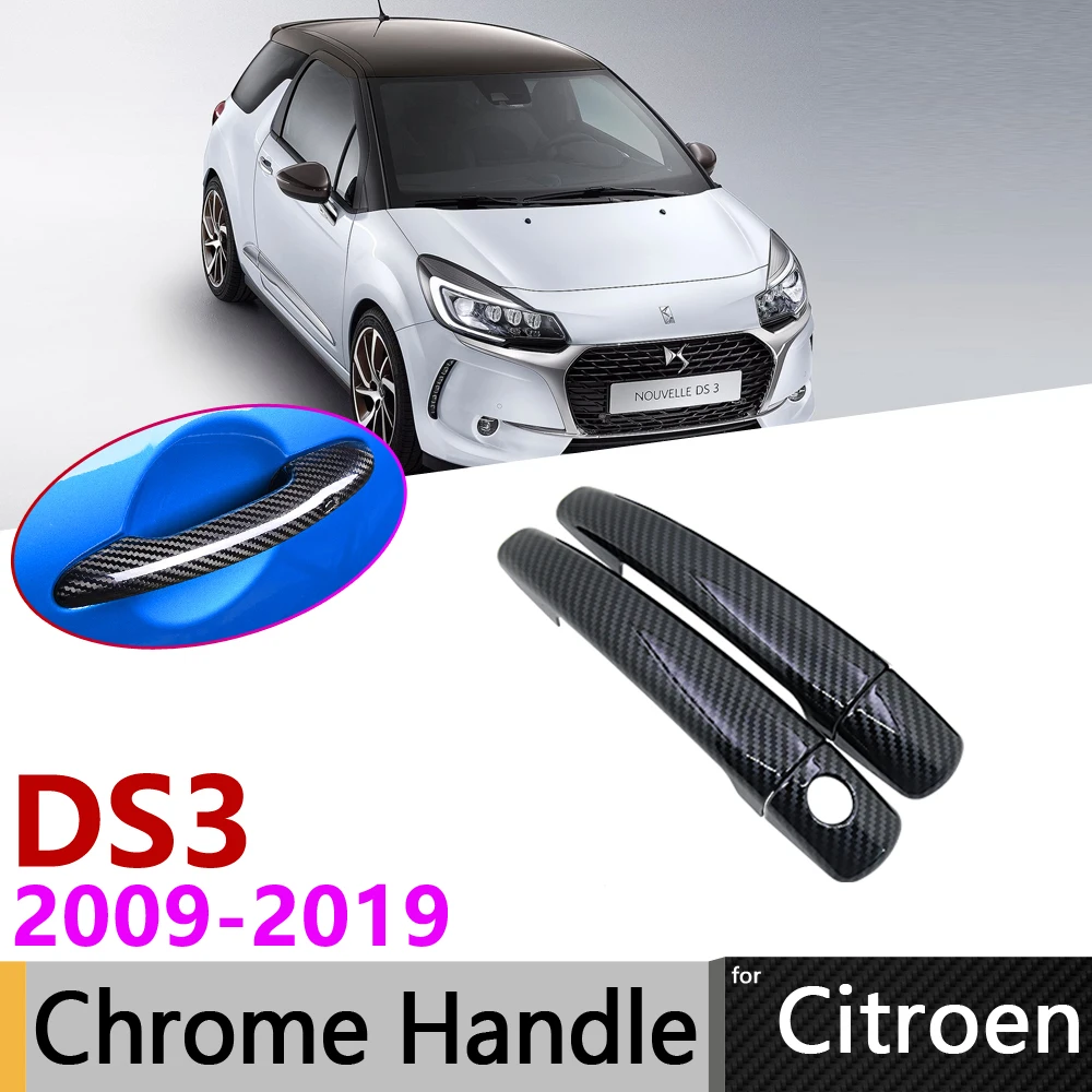 Чехол на дверную ручку Citroen DS3 2009 ~ 2019 черное углеродное волокно аксессуары для