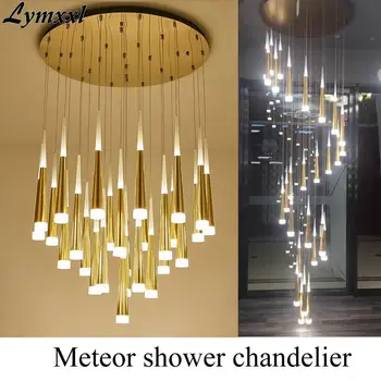 

European style chandelier Meteor shower chandelier AC85-265V for Large Staircase Pendant Hanging Light Fixture for Hotel