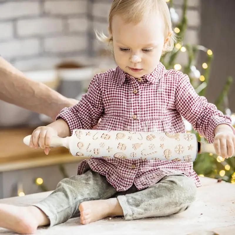 Christmasr тиснение скалка для выпечки печенья лапши печенье, фондан, пирог тесто палочка инструмент для выпечки подарок шаблон лаза