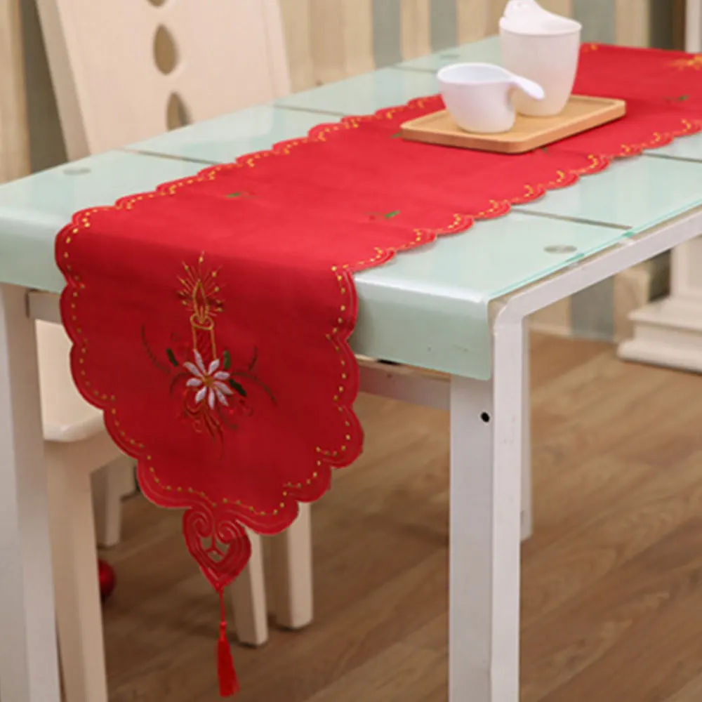candle Christmas Table Flags Cover Embroidery Tablecloth Party Home Decorations Decors - Цвет: candle