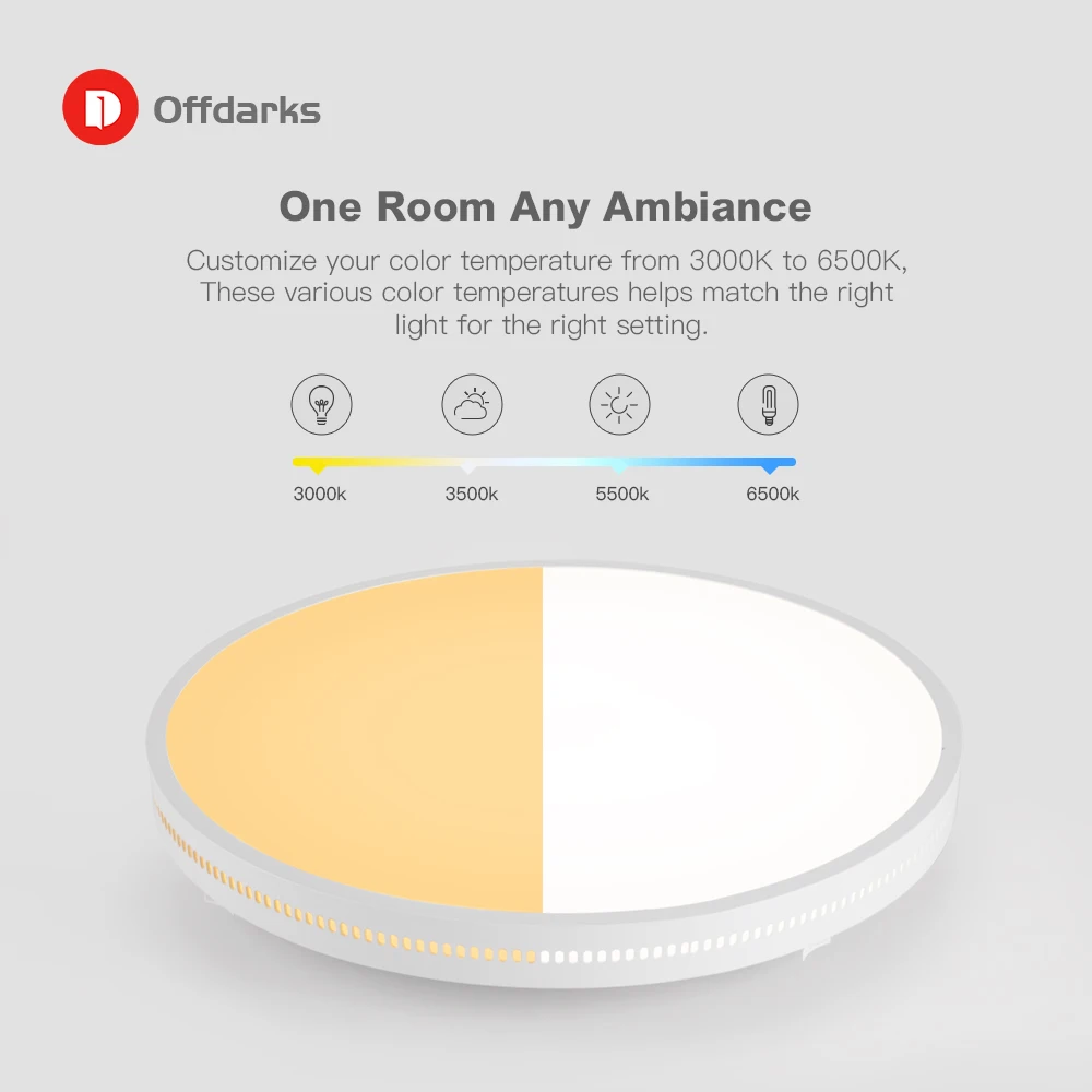  OFFDARKS Smart LED Ceiling Lamp 36W / 48W RGB Dimming APP Control Surface Mount Ceiling Light Bluet - 4000231661860