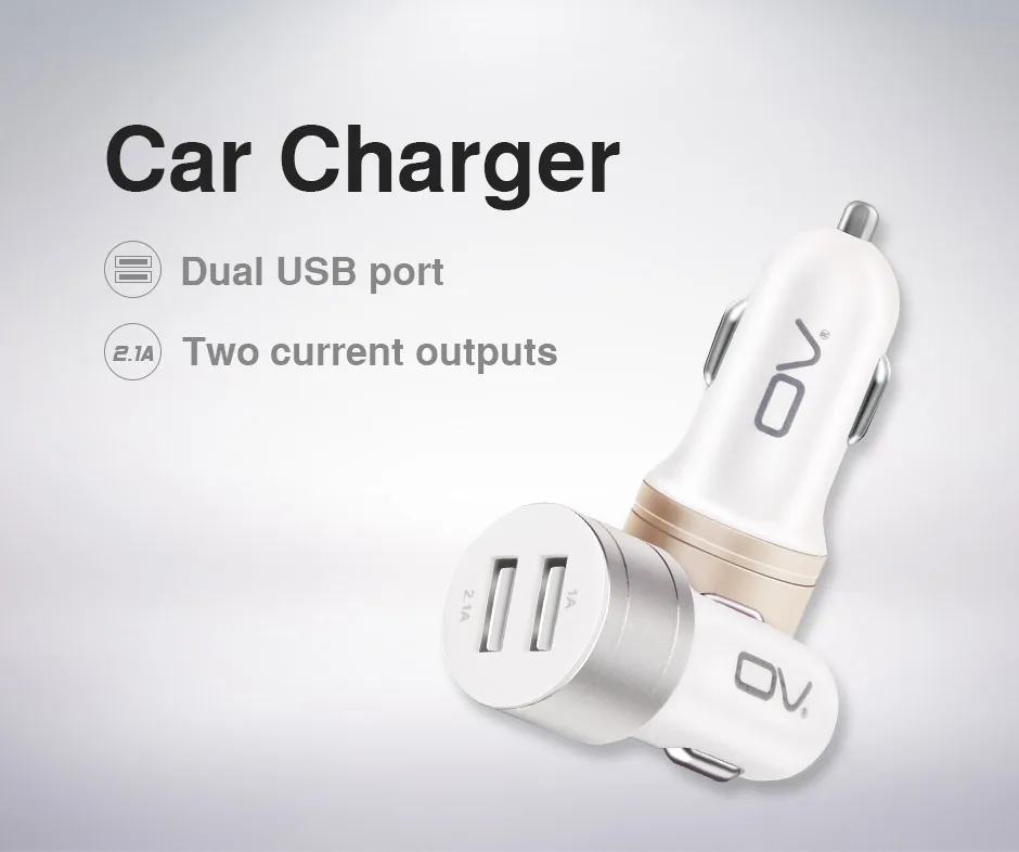 Автомобильное зарядное устройство OV Dual USB для OnePlus, HUAWEI, samsung, Iphone, оригинальное металлическое двойное Usb Автомобильное зарядное устройство, Быстрая автомобильная зарядка
