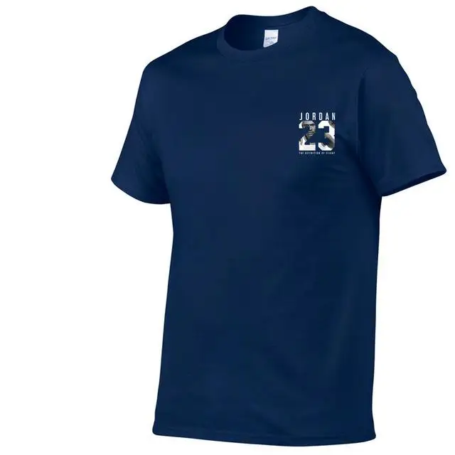 Новая брендовая одежда Jordan 23 Мужская футболка Swag Хлопковая мужская футболка с принтом Homme fitness Camisetas хип-хоп Футболка - Цвет: Navy blue 77