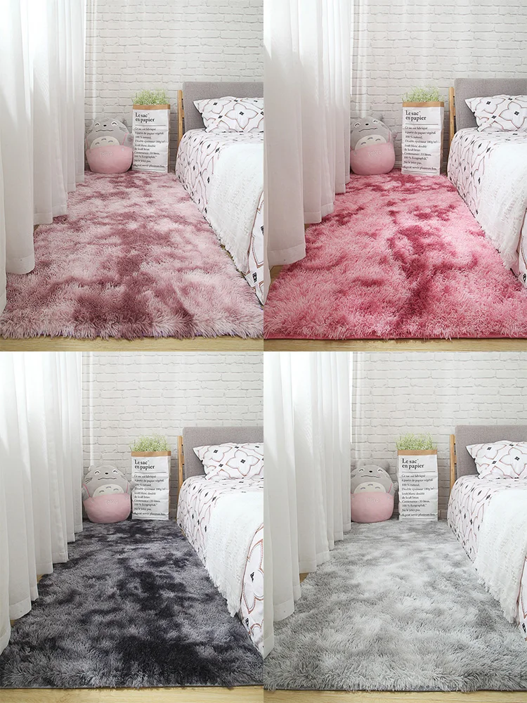 

Carpet bedroom ins Nordic family room covered with cute little fluffy bed side blanket living room coffee table mat