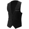 Fashion Men Cotton Vest Warm Vest Jacket Waistcoat Solid Color V Neck Sleeveless Button Pocket Blazer Suit Waistcoat Blazer Vest 3