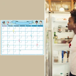 Planificador semanal y mensual para nevera magnética, pizarra blanca para niños, pizarra de borrado en seco, calendario de cocina, tablero de mensajes
