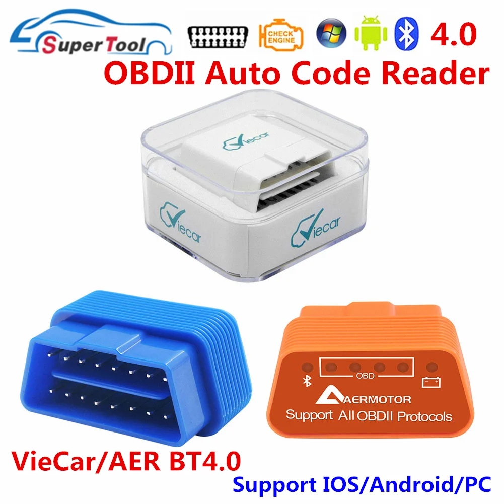 Код ридер Viecar Bluetooth 4 0 адаптер для OBD2 ELM327 OBD автомобиля Антирадары 4.0 Авто