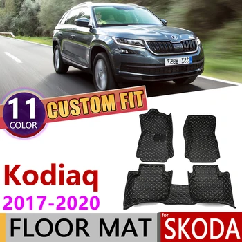 

Custom Leather Car Floor Mats for Skoda Kodiaq 2017~2020 5 or 7 Seats Auto Waterprool Foot Pad Carpet Accessories 2018 2019