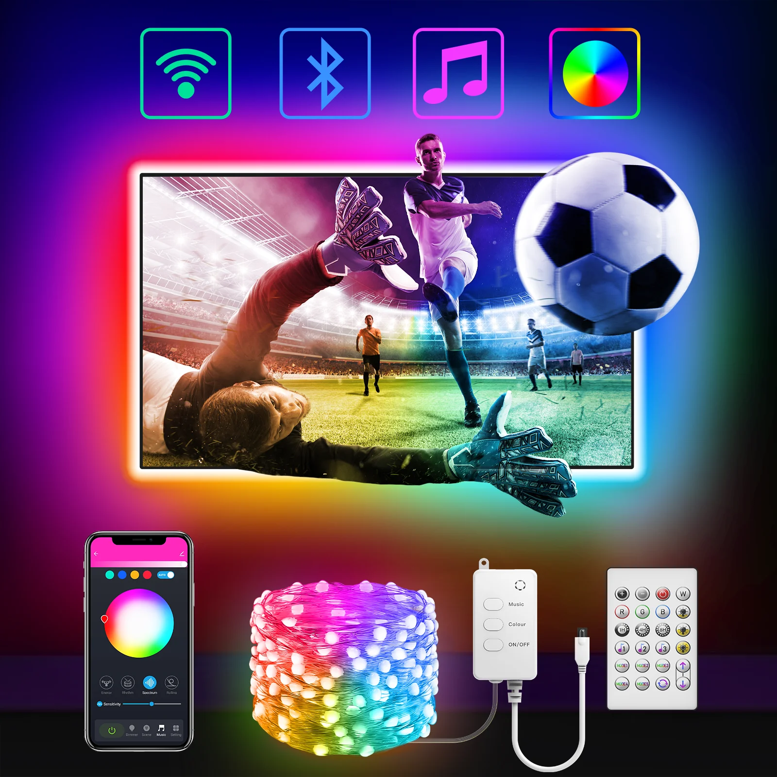 Светодиодная подсветильник ка для телевизора с Wi-Fi RGB лампа Ambi ПК