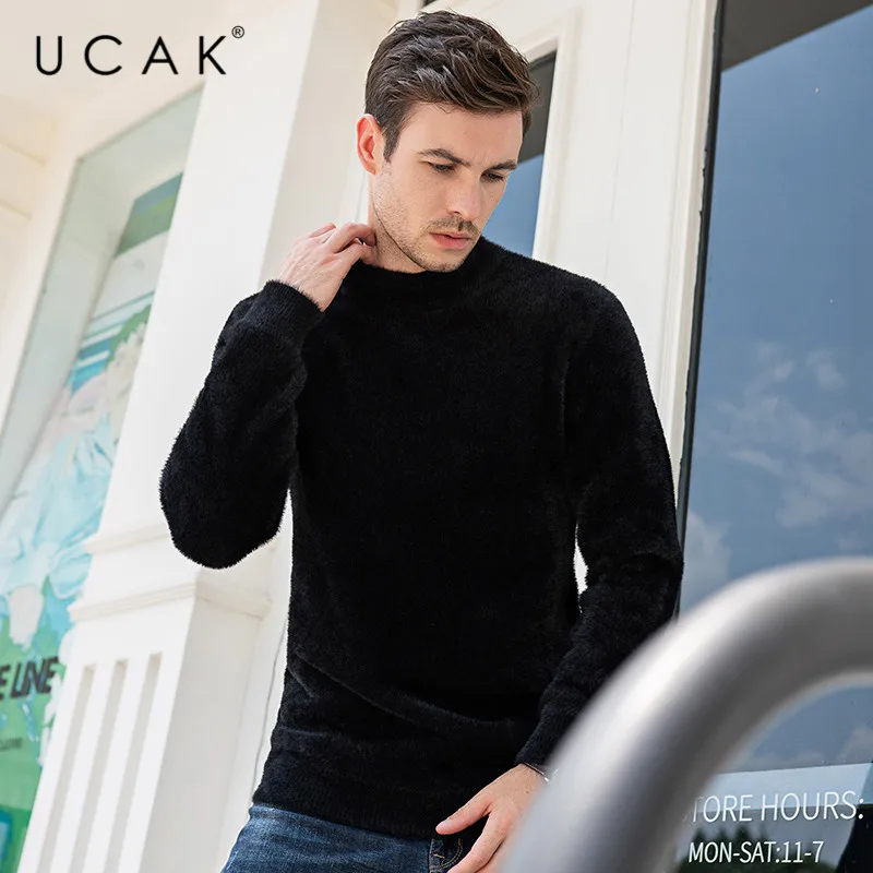 Best Price UCAK Brand Sweaters Men's Fashion Stylish Pull Homme 2019 Autumn Winter Casual Stereetwear Turtleneck Solid Pullover Knit U1023
