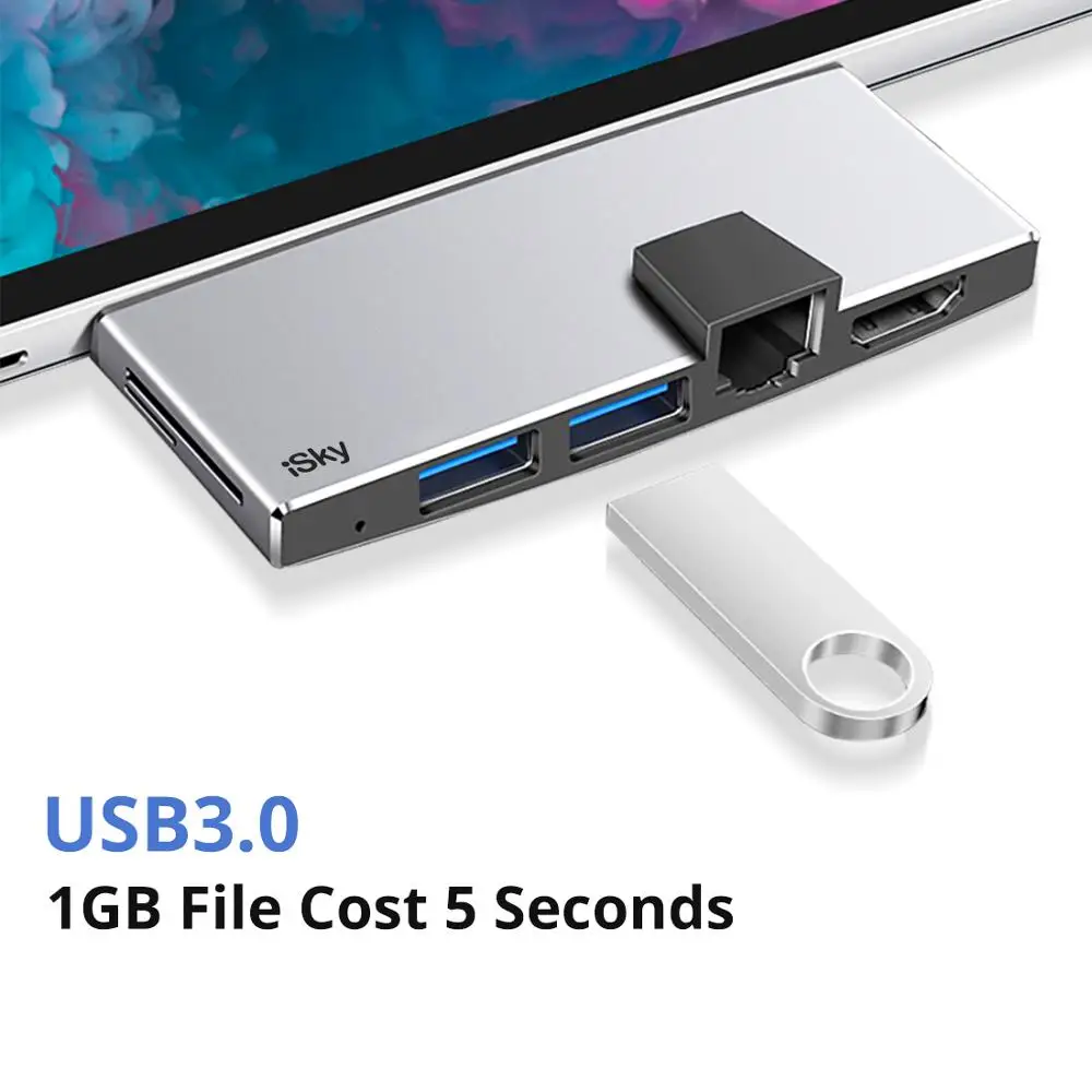 ISky для microsoft Surface usb-хаб док-станция для Surface Pro4 концентратор Порт репликатор USB3.0 HDMI LAN Ethernet SD TF