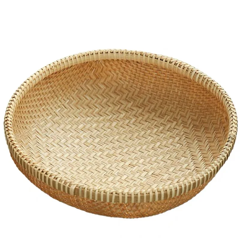 Storage basket handmade primary color bamboo woven food fruit and vegetables storage basket kitchen furniture supplies