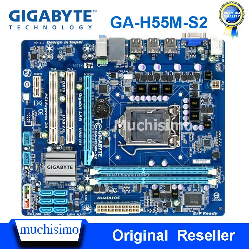 Материнская плата GIGABYTE для настольных ПК H55 H55M разъем LGA 1156 i3 i5 i7 DDR3 VGA 8G Micro ATX