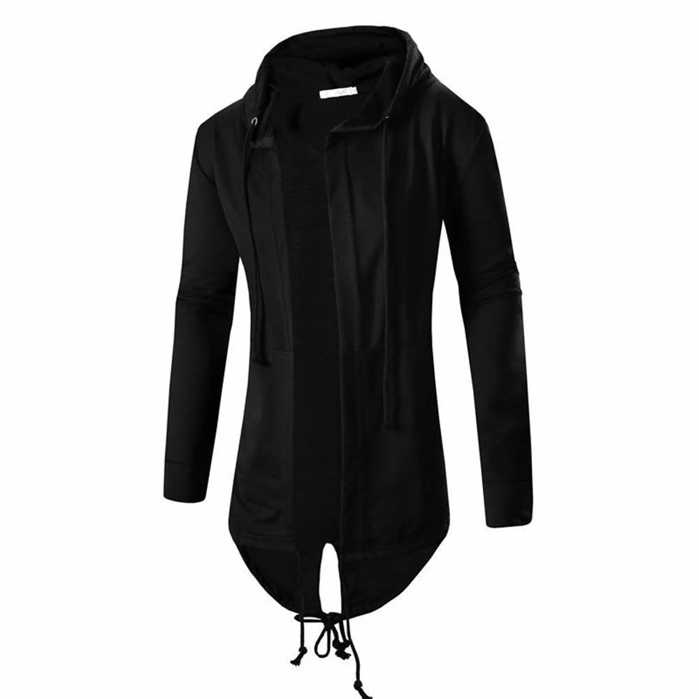 

New Spring Summer Men Hoodie Casual Solid Color 3XL Jacket Sweatshirts Long Sleeve Loose Jacket Irregular Drawstring Coats