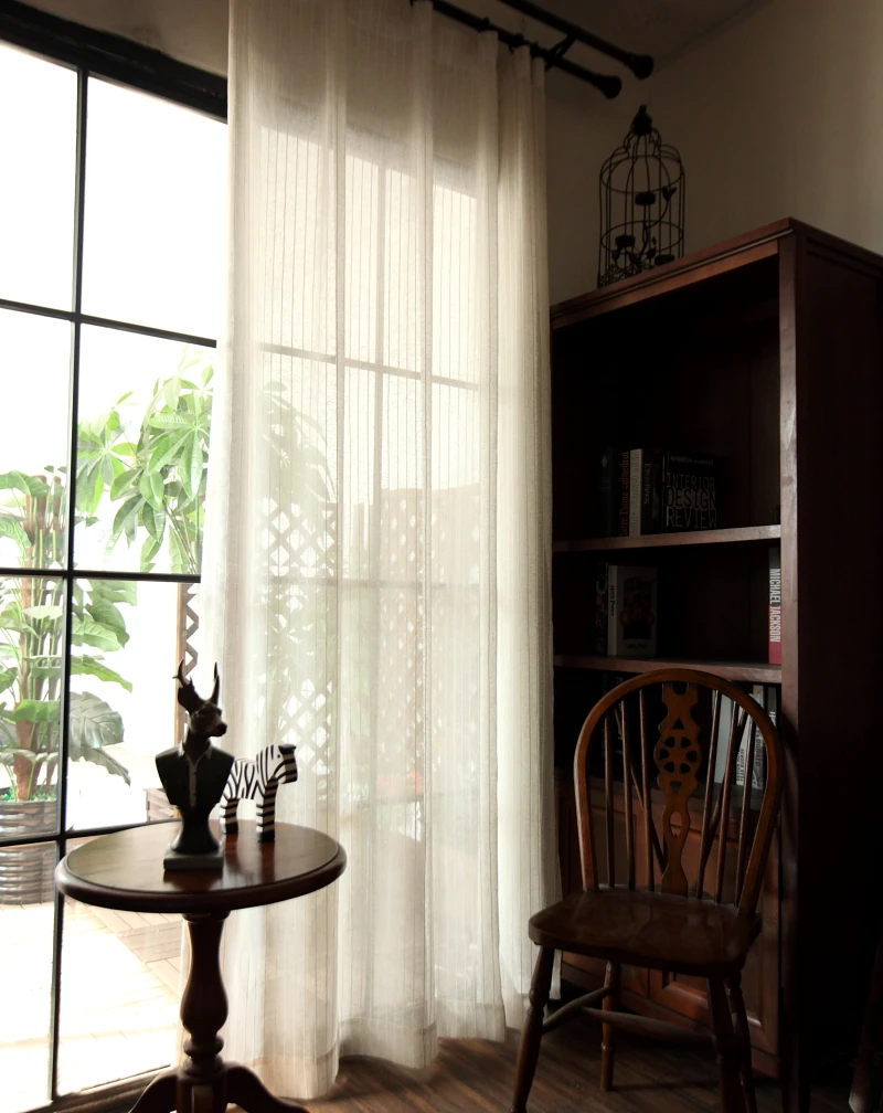 Linho Stripe Curtain for Living Room, Janela