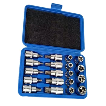 

Chrome Vanadium Steel Torx 1/2 19pcs Sockets Bit Set Hand Tool Storage Case Box