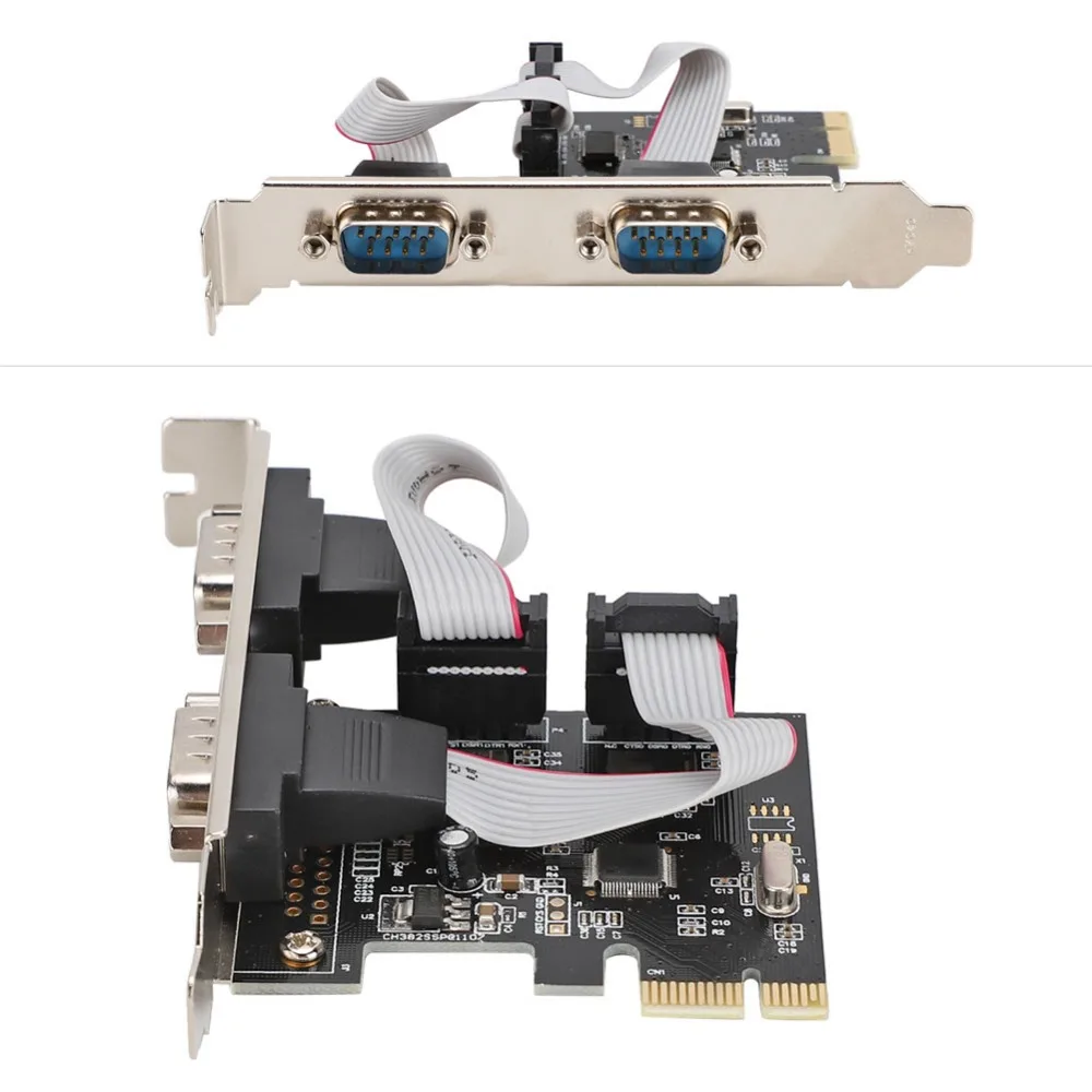 PCI-E PCI Express, чтобы двойной серийный DB9 RS232 2-Порты и разъёмы контроллер адаптера компьютера Компоненты и практичный хорошее качество